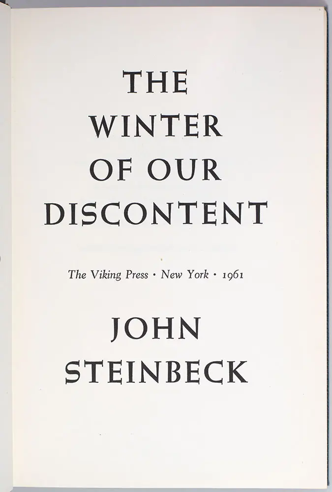 The Winter of Our Discontent.