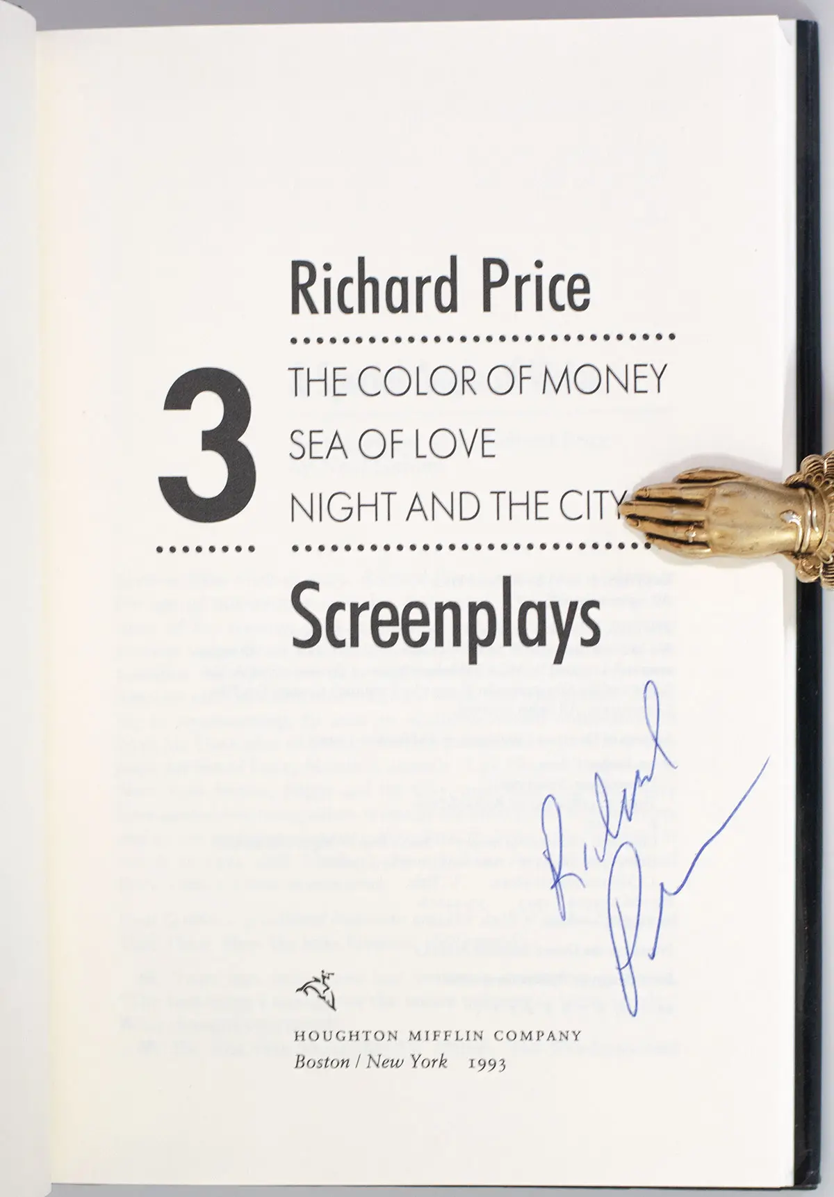 Three Screenplays: The Color of Money; Sea of Love and Night and the City.