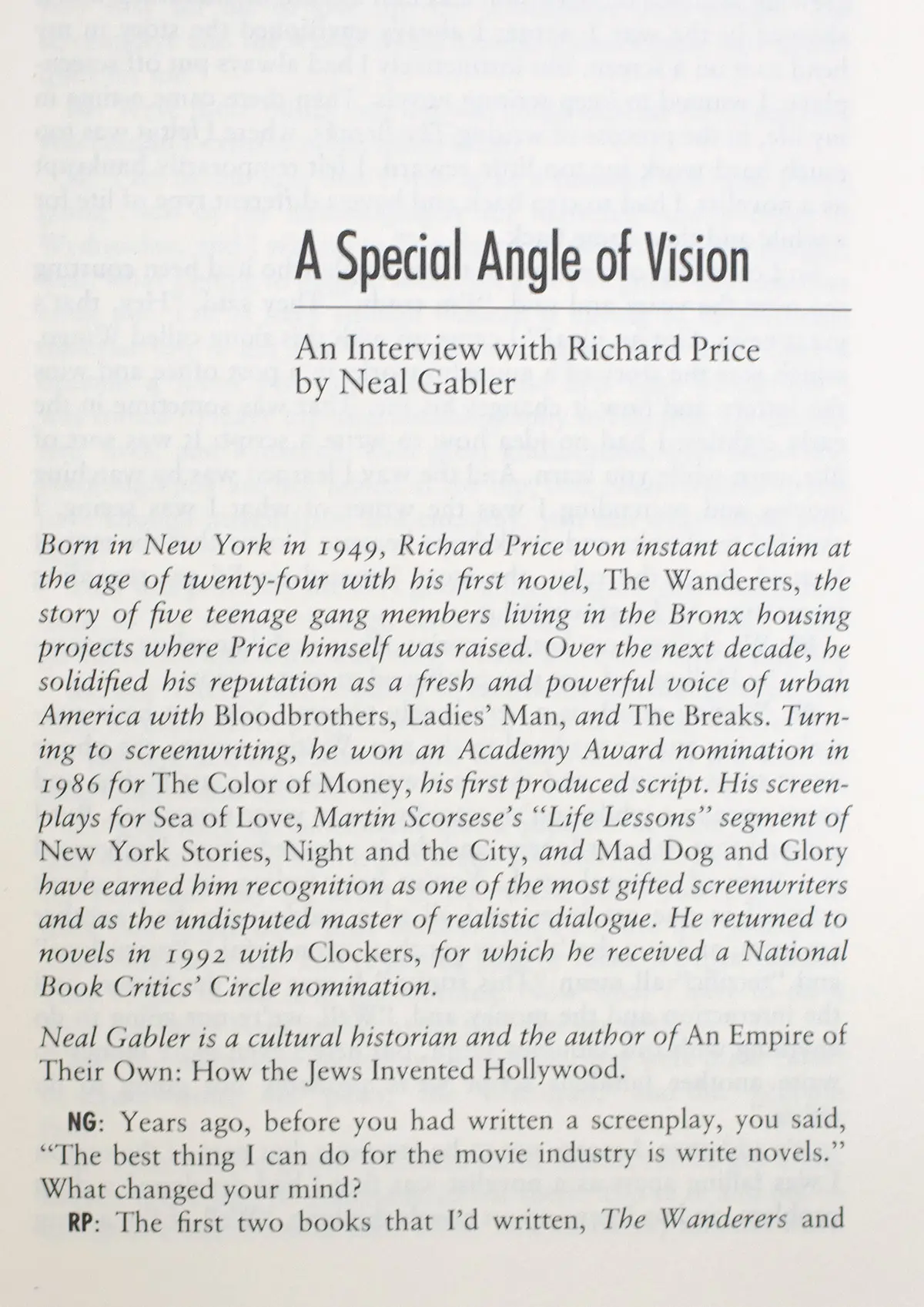 Three Screenplays: The Color of Money; Sea of Love and Night and the City.