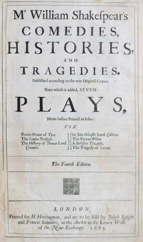 Mr. William Shakespeare’s Comedies, Histories, and Tragedies. Fourth Folio.