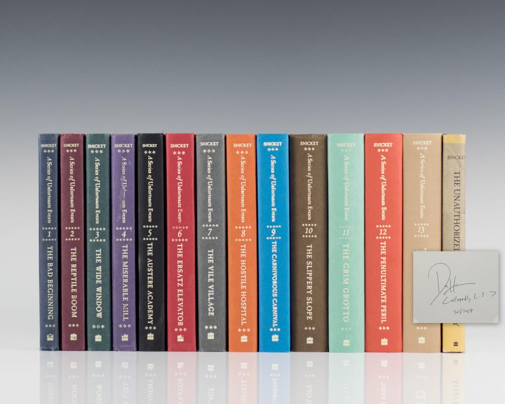 A Series of Unfortunate Events Set: The Bad Beginning, The Reptile Room, The Wide Window, The Miserable Mill, The Austere Academy, The Ersatz Elevator, The Vile Village, The Hostile Hospital,The Carnivorous Carnival, The Slippery Slope, The End