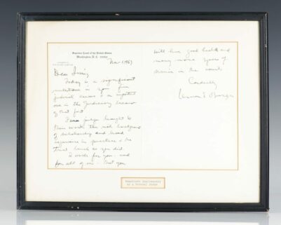 Warren Burger Signed Letter To Irving Kaufman.
