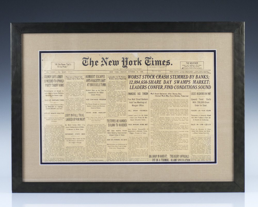 The New York Times Friday, October 25, 1929 Black Friday.