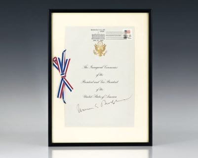 Chief Justice William H. Rehnquist and Justice Byron White Signed 1993 Inaugural Program.