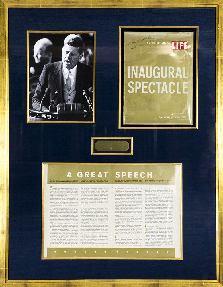 John F. Kennedy Signed Inaugural Address.