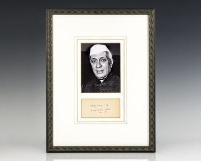 Jawaharlal Nehru Signed.