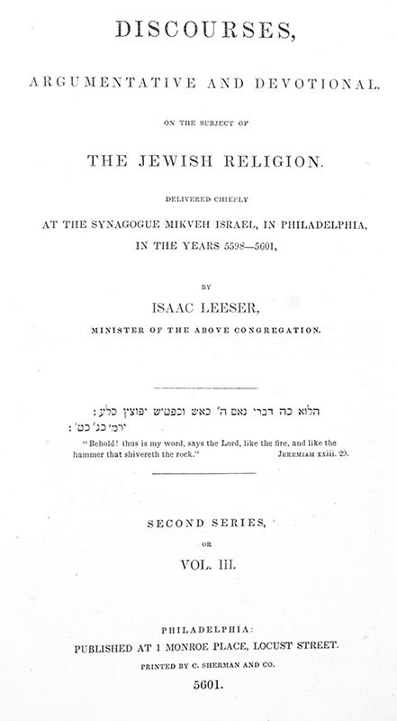 Discourses, Argumentative and Devotional, on the Subject of Jewish Religion