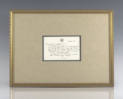 Ronald Reagan Autographed Note Signed.