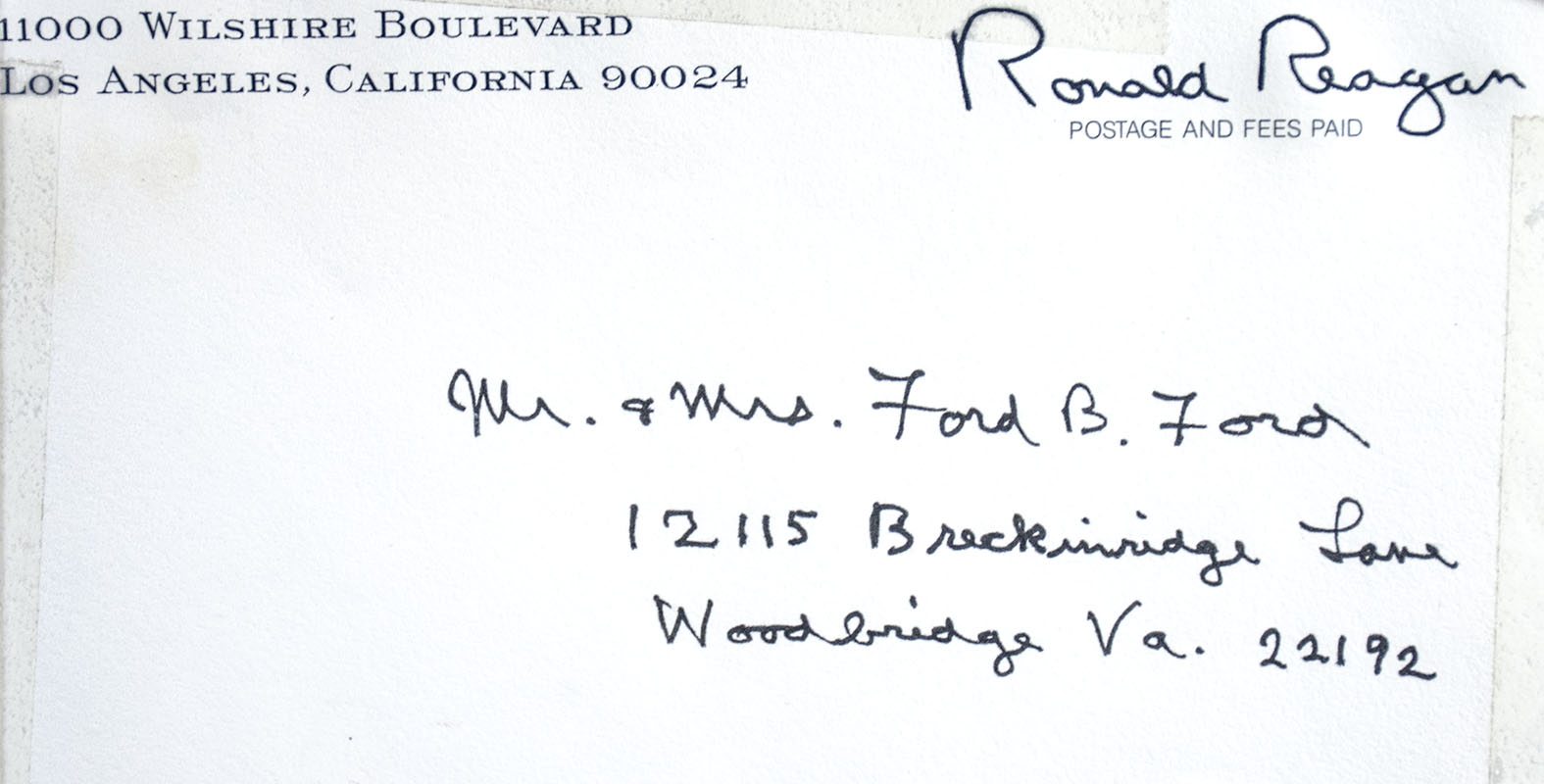 Ronald Reagan Autographed Note Signed