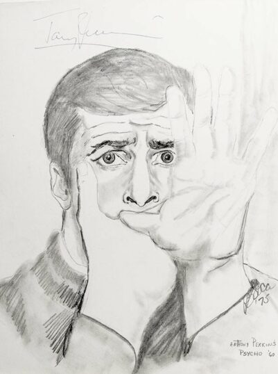 Anthony Perkins Signed P.B. Socci Sketch.