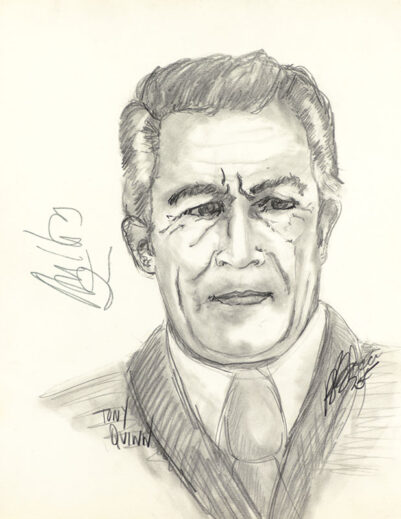Anthony Quinn Signed Artist's Sketch.