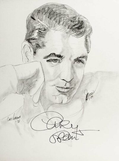 Cary Grant Signed Sketch.