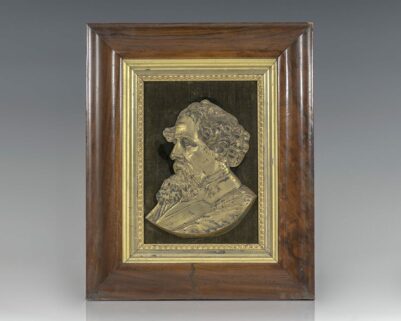 Charles Dickens Gilt Bronze Relief Portrait.