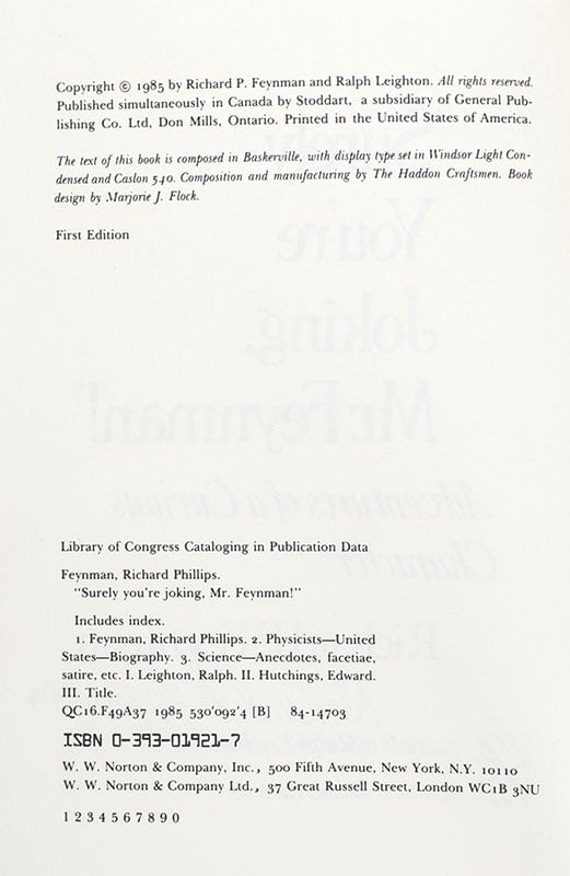 "Surely You're Joking, Mr. Feynman!" Adventures of a Curious Character