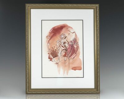 Hilary Knight Original John Galliano Watercolor Illustration.