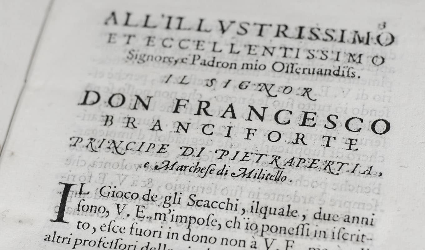 Il Gioco De Gli Scacchi Di D. Pietro Carrera Diviso in Otto Libri. (The Game of Chess)