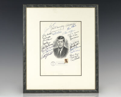 Ronald Reagan Signed John F. Kennedy Engraved Portrait.