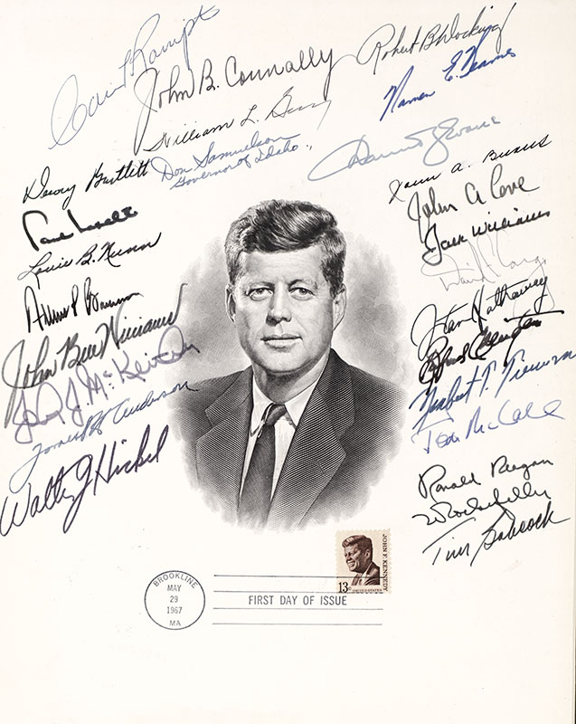 Ronald Reagan Signed John F. Kennedy Engraved Portrait
