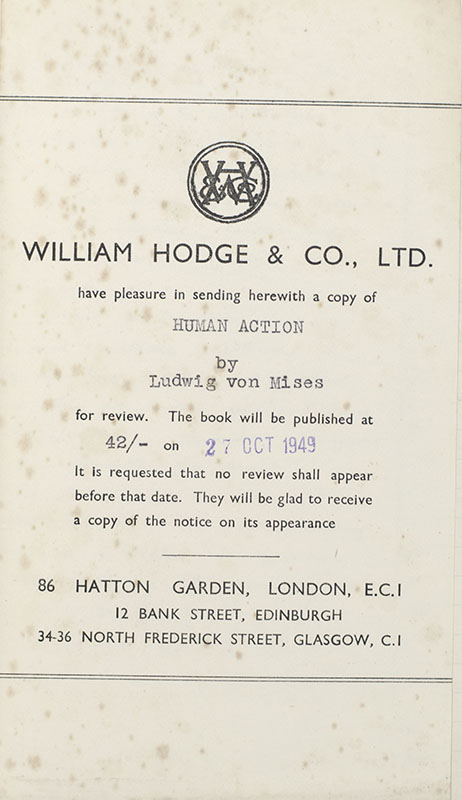 Human Action: A Treatise on Economics