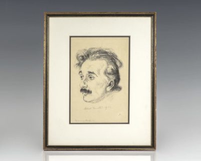 Albert Einstein Signed Etching.