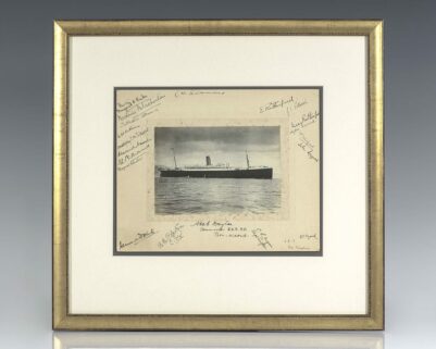 Ernest Rutherford Signed SS Euripides Photograph.