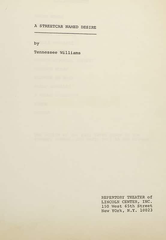 A Streetcar Named Desire Original Script.