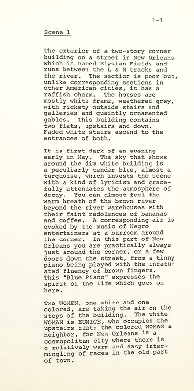 A Streetcar Named Desire Original Script.