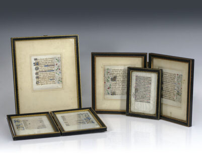 Miniature Book of Hours Illuminated Manuscript Leaf Collection.