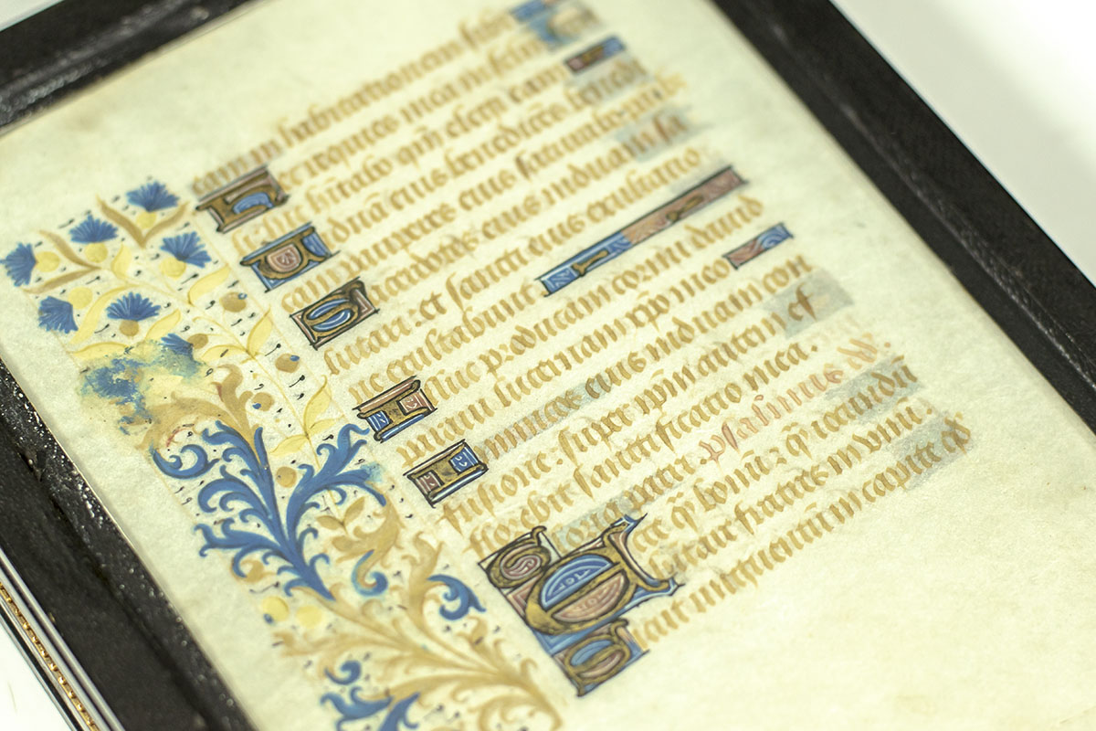 Miniature Book of Hours Illuminated Manuscript Leaf Collection.