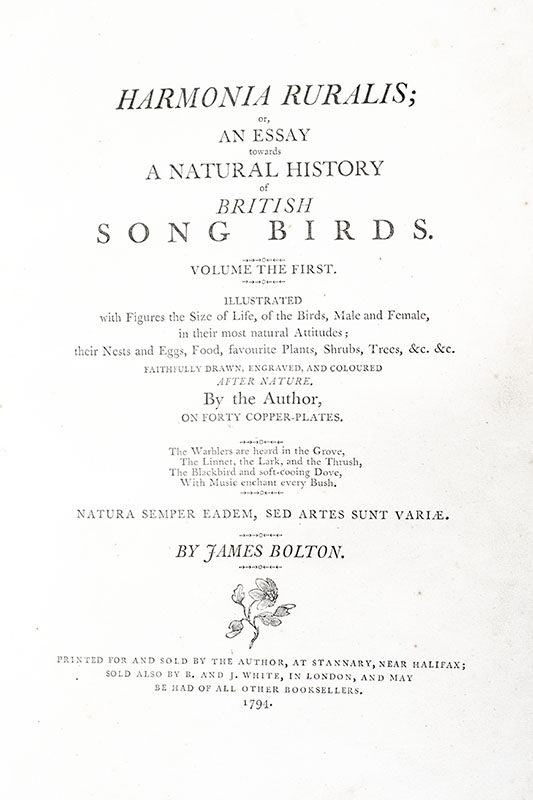 Harmonia Ruralis; or, An Essay towards A Natural History of British Songbirds.