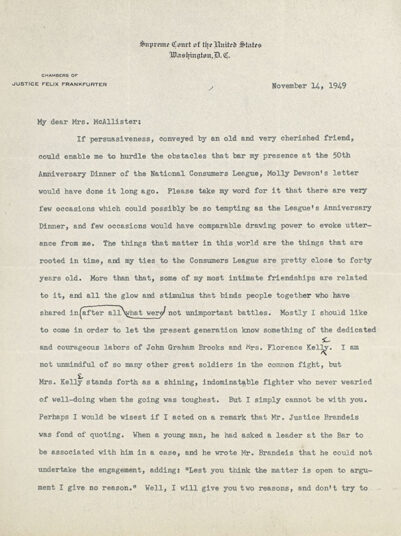 Felix Frankfurter Typed Letter Signed.
