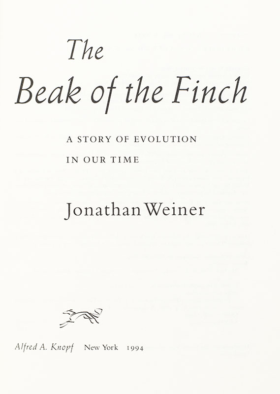 The Beak of the Finch: The Story of Evolution in Our Time.