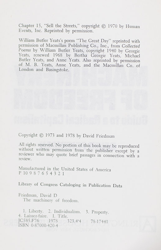 The Machinery of Freedom. Guide to a Radical Capitalism.