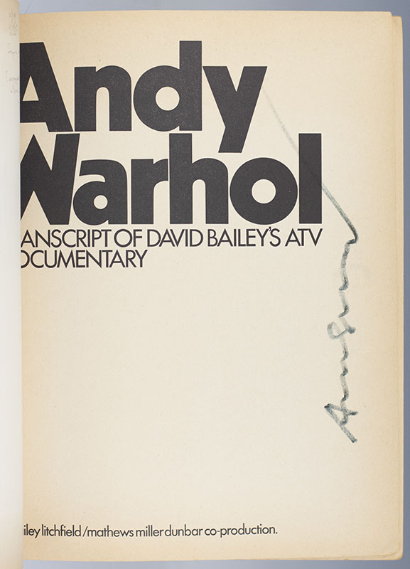 Andy Warhol: Transcript of David Bailey's ATV Documentary.