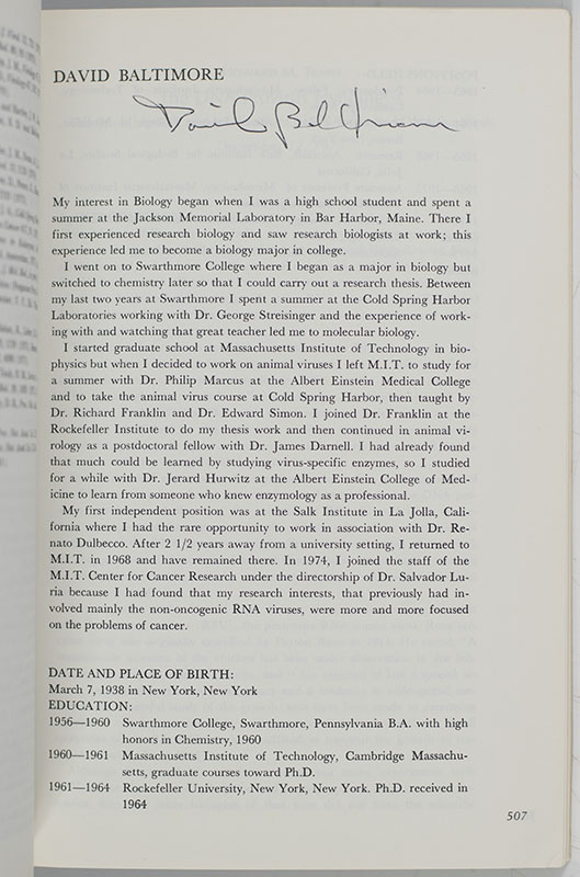 Nobel Lectures in Molecular Biology 1933-1975.