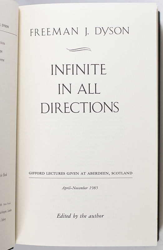 Infinite in All Directions: Gifford Lectures Given at Aberdeen, Scotland April--November 1985.