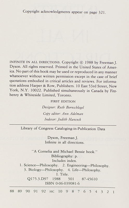 Infinite in All Directions: Gifford Lectures Given at Aberdeen, Scotland April--November 1985.