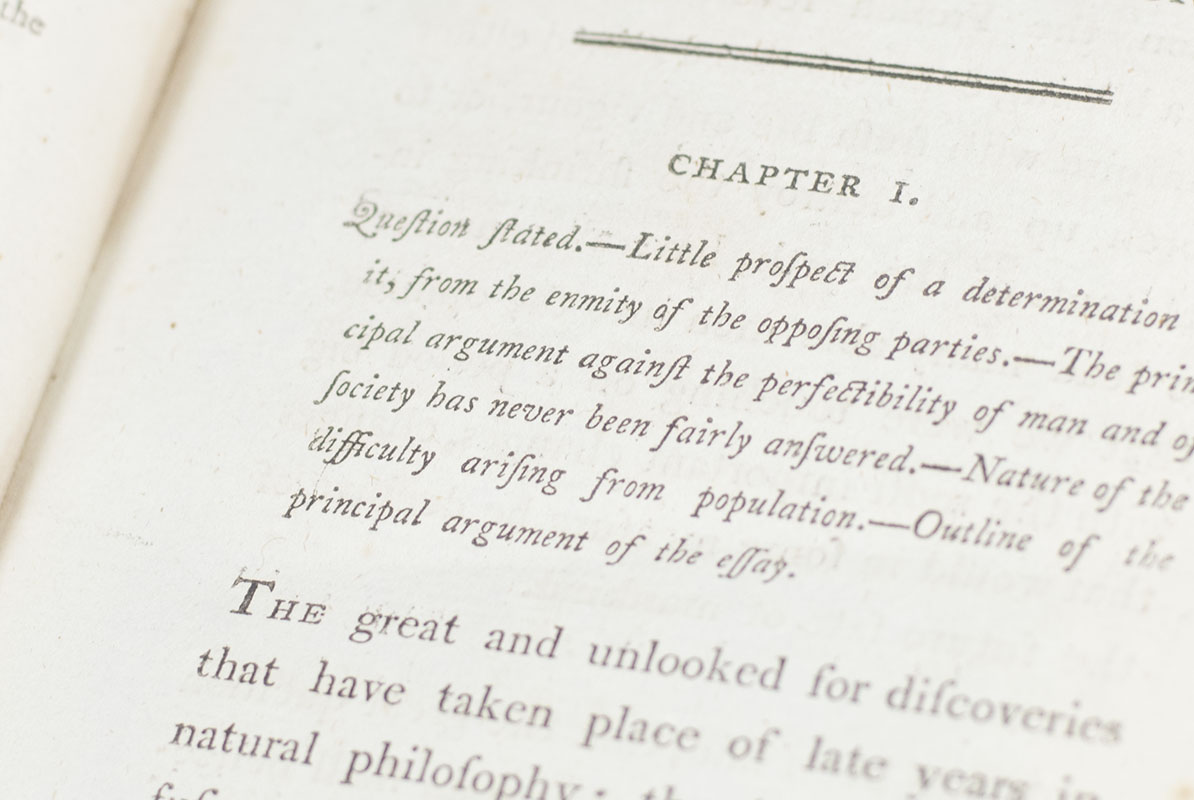 An Essay on the Principle of Population, as It Affects the Future Improvement of Society.