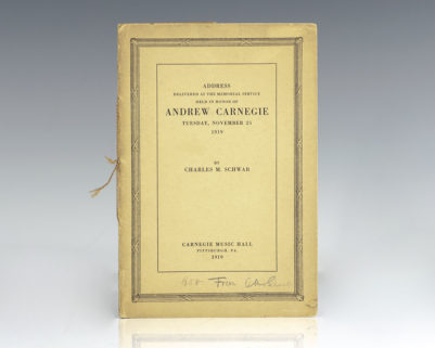 Address Delivered at the Memorial Service Held in Honor of Andrew Carnegie Tuesday, November 25 1919.