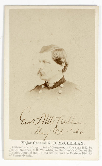 George B. McClellan Signed Carte-de-Visite.