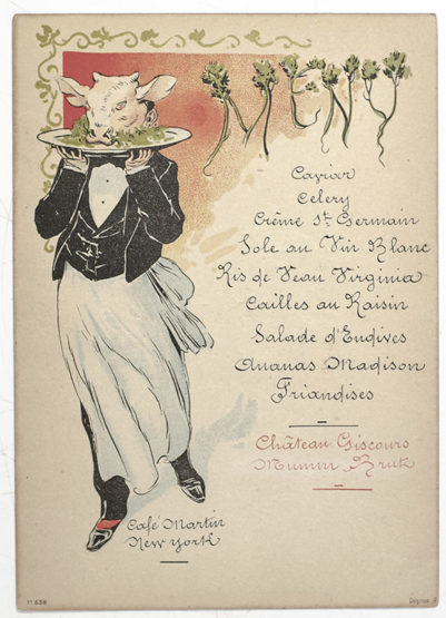 Enrico Caruso Signed Pri Fixe Menu.