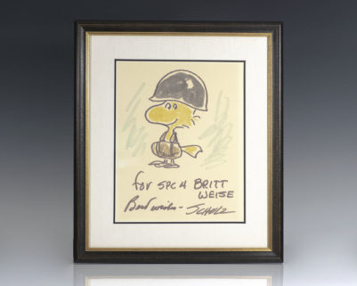 Charles Schulz Signed Woodstock Drawing.