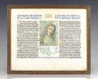 Calligraphic Manuscript on Vellum with a Color Miniature of the Painting by Leonardo Da Vinci.