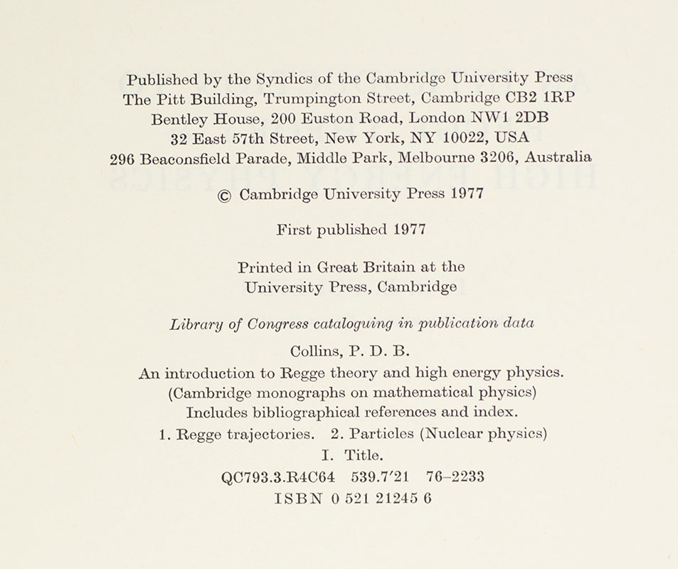 An Introduction to Regge Theory and High Energy Physics.