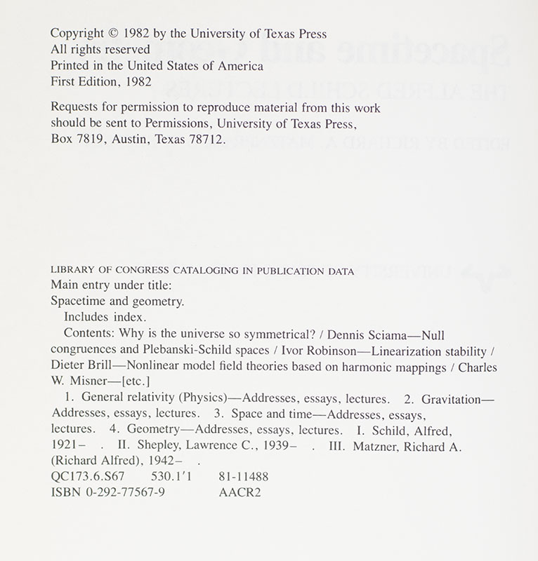 Spacetime and Geometry: The Alfred Schild Lectures.