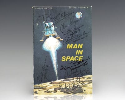 Buzz Aldrin, Alan Shepard, Wally Schirra, Charlie Duke, Alan Bean, Richard Gordon, Michael Collins and Frank Borman Signed Man In Space Program.