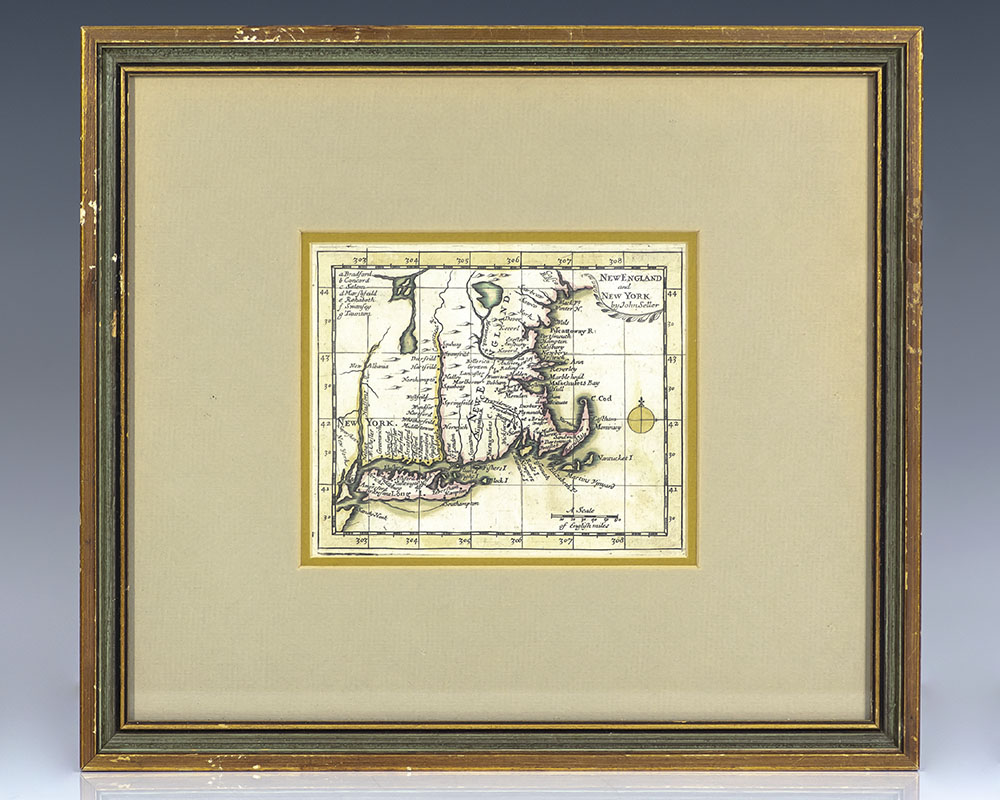 17th Century John Seller Map of New England and New York.