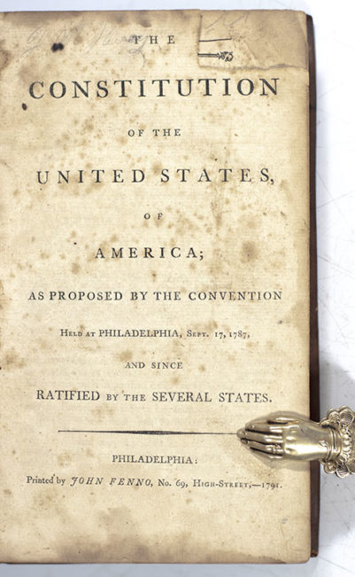 Acts Passed at the Second Congress of the United States of America: Begun and Held at the City of Philadelphia, In the State of Pennsylvania, On Monday, The Twenty-Fourth of October, One Thousand Seven Hundred and Ninety-One: And o the Independence of the United States, the Sixteenth. [Bound With]: The Constitution of the United States of America; As Proposed by the Convention Held at Philadelphia, Sept. 17, 1787, and Since Ratified by the Several States.