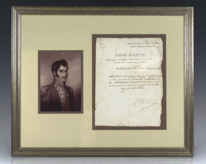 Simón Bolívar Signed Order of the Liberators Appointment.