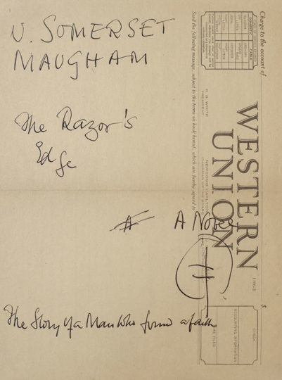 The Razor's Edge Original Dust Jacket Design Signed.